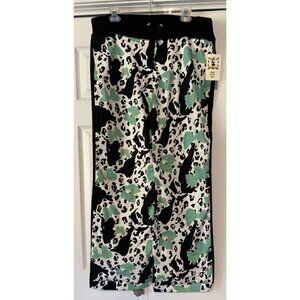 Nilla Shields drawstring pants L Large butterfly animal print black NWT lounge